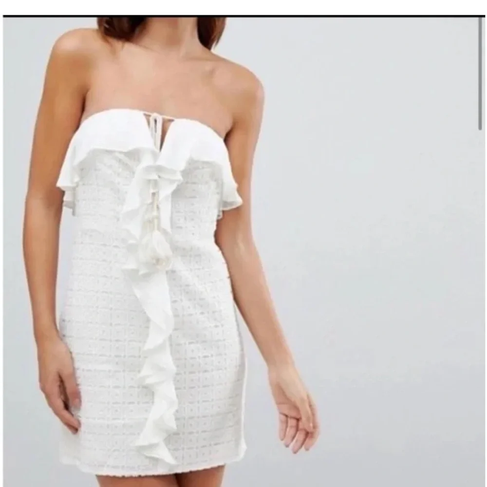 The Jetset Diaries Calloway Lace Ruffle Mini Dress White XS Halter EUC